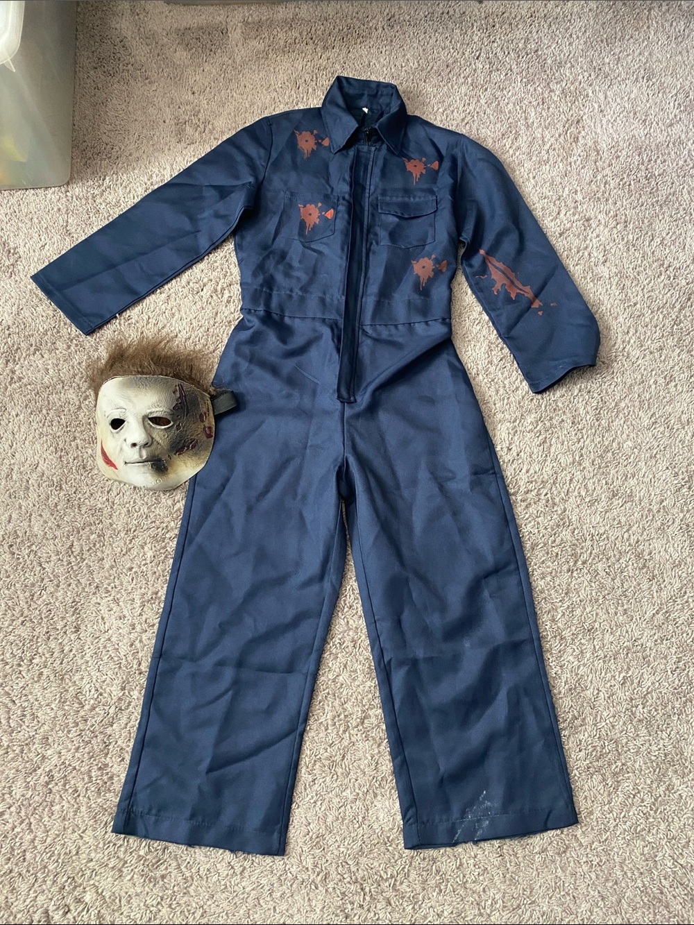 Spirit Michael Myers costume Kids Navy Blue Jumpsuit with mask size L